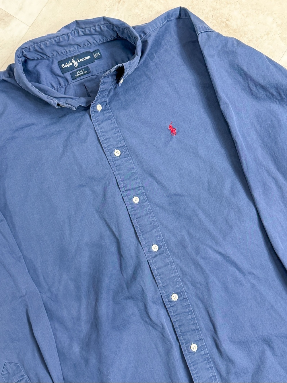 Polo Ralph Lauren Blake Blue Button Down Red Pony Shirt XL 100% Cotton Classic
